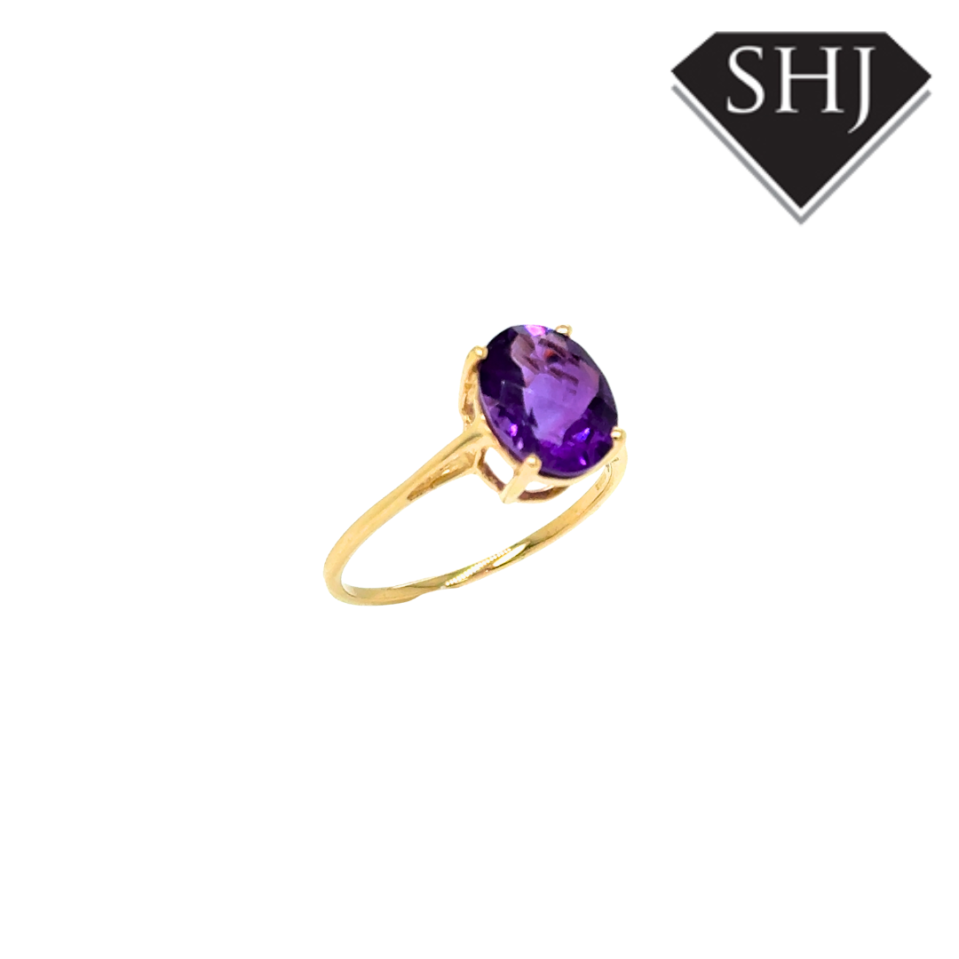 9ct Yellow Gold Amethyst Ring