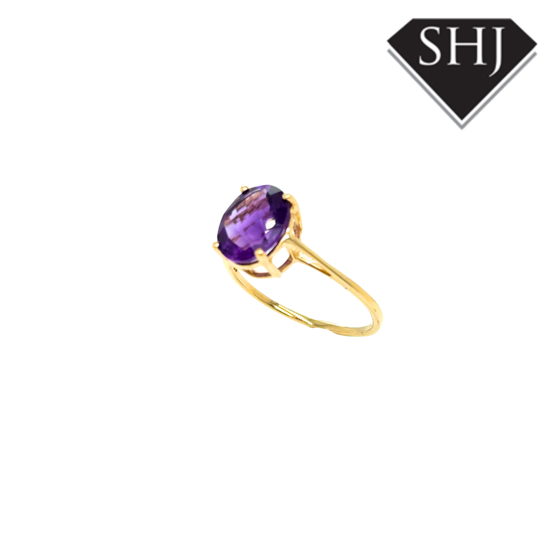9ct Yellow Gold Amethyst Ring