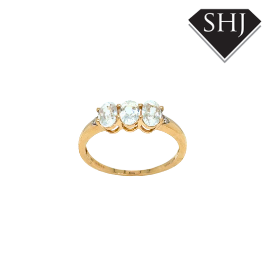 9ct Yellow Gold 3 Stone CZ Ring
