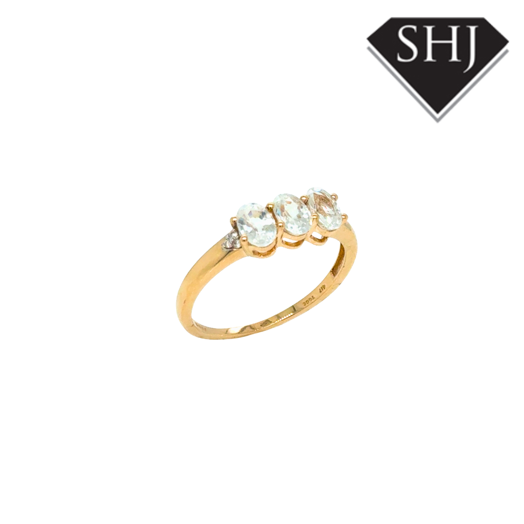 9ct Yellow Gold 3 Stone CZ Ring