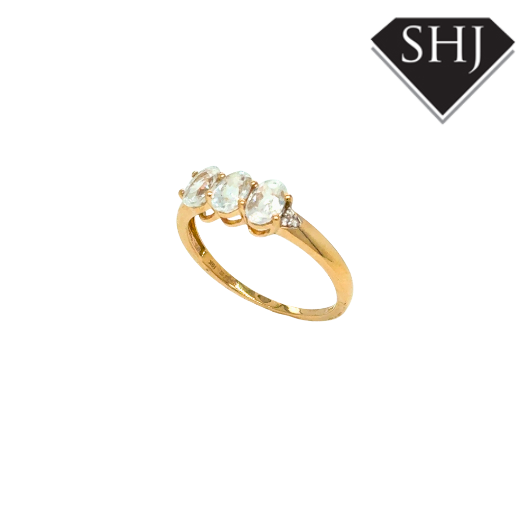 9ct Yellow Gold 3 Stone CZ Ring