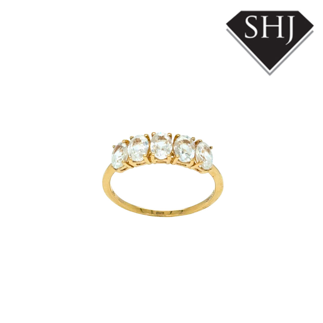 9ct Yellow Gold 5 Stone CZ Ring