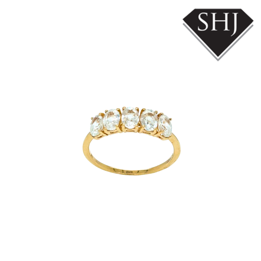 9ct Yellow Gold 5 Stone CZ Ring