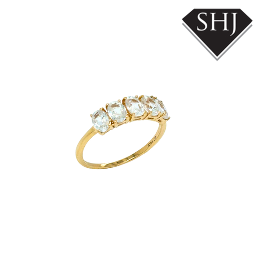 9ct Yellow Gold 5 Stone CZ Ring