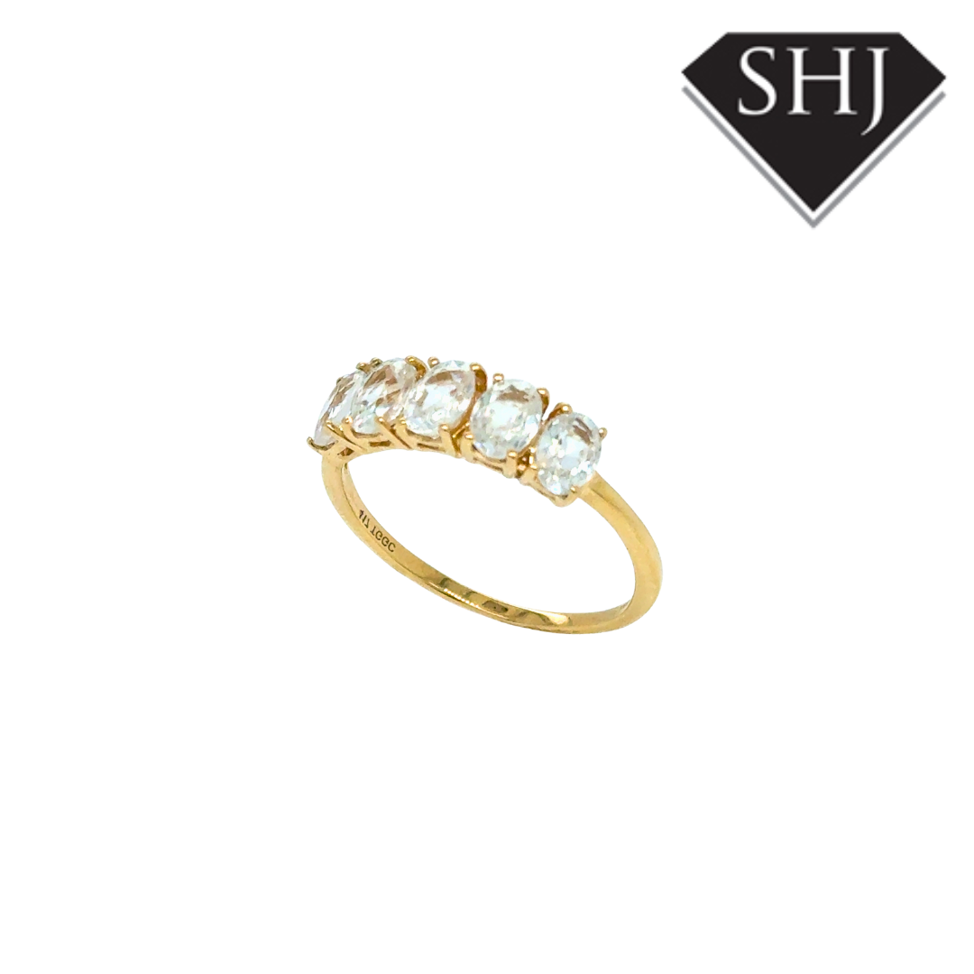 9ct Yellow Gold 5 Stone CZ Ring