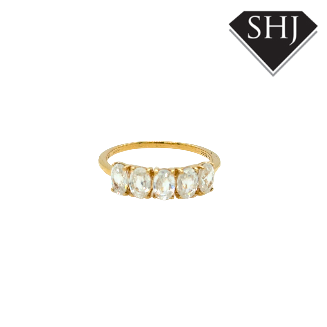 9ct Yellow Gold 5 Stone CZ Ring