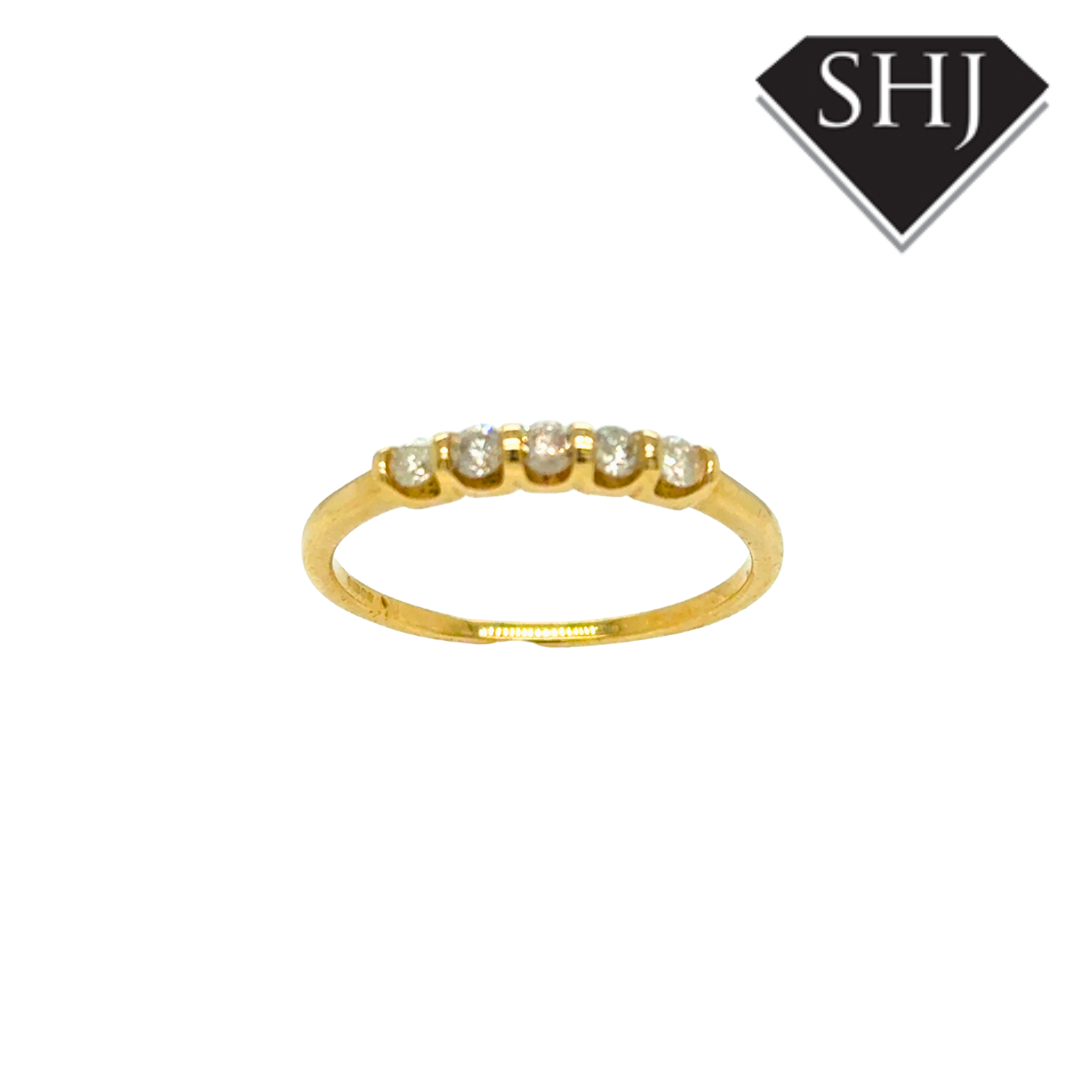 9ct Yellow Gold 5 Stone 0.25ct Diamond Eternity Ring