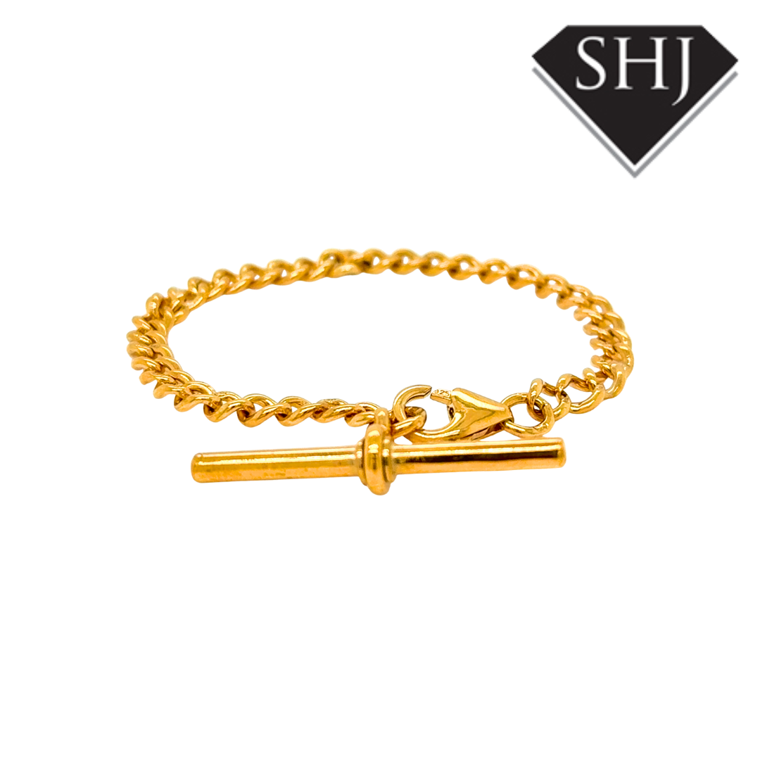 Silver Vermeil Gold Plated T Bar Chain Bracelet