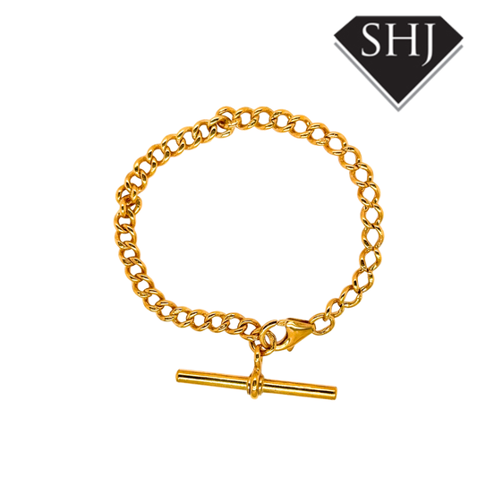 Silver Vermeil Gold Plated T Bar Chain Bracelet