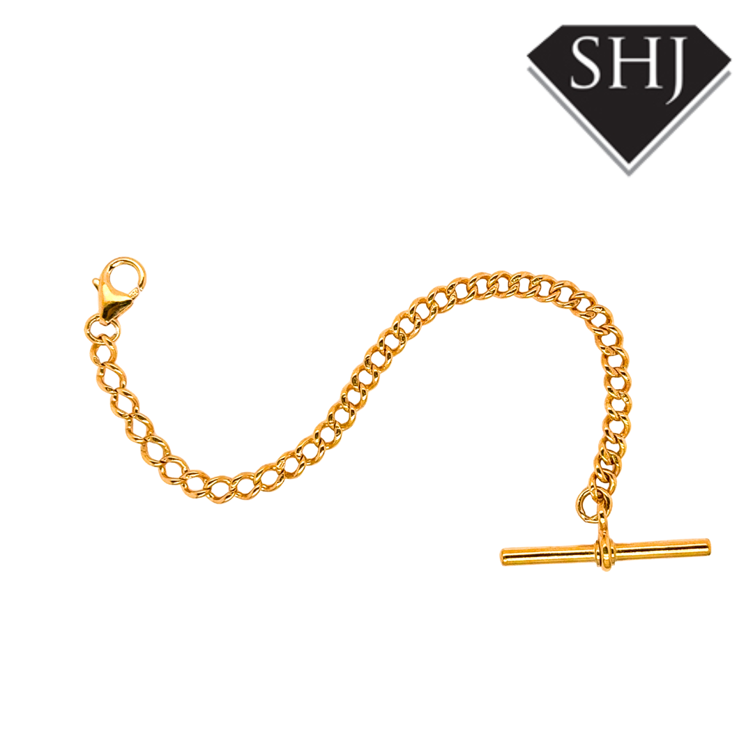 Silver Vermeil Gold Plated T Bar Chain Bracelet