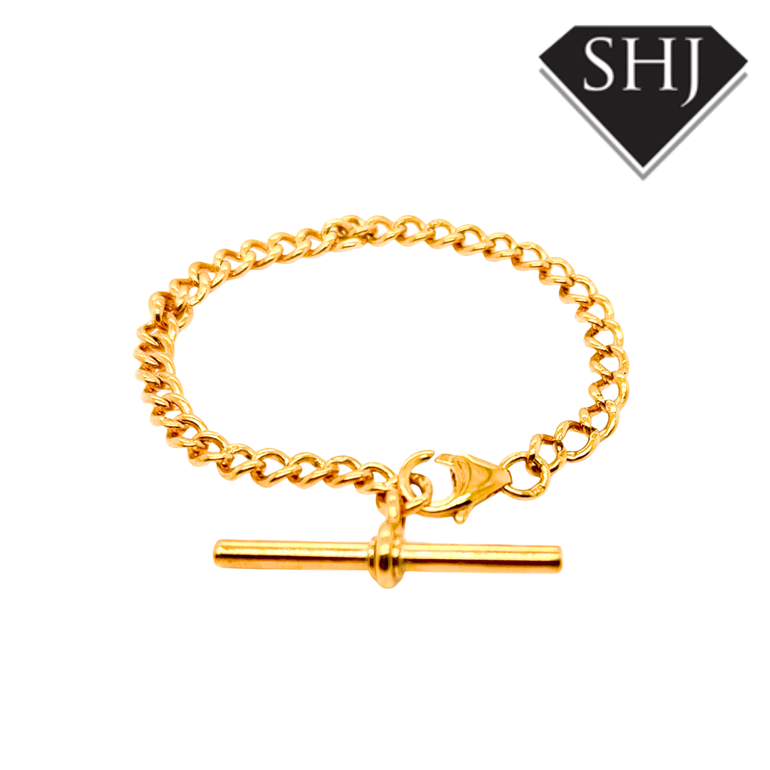 Silver Vermeil Gold Plated T Bar Chain Bracelet