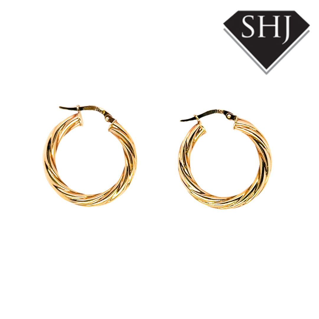 9ct Yellow Gold Twisted Hoops