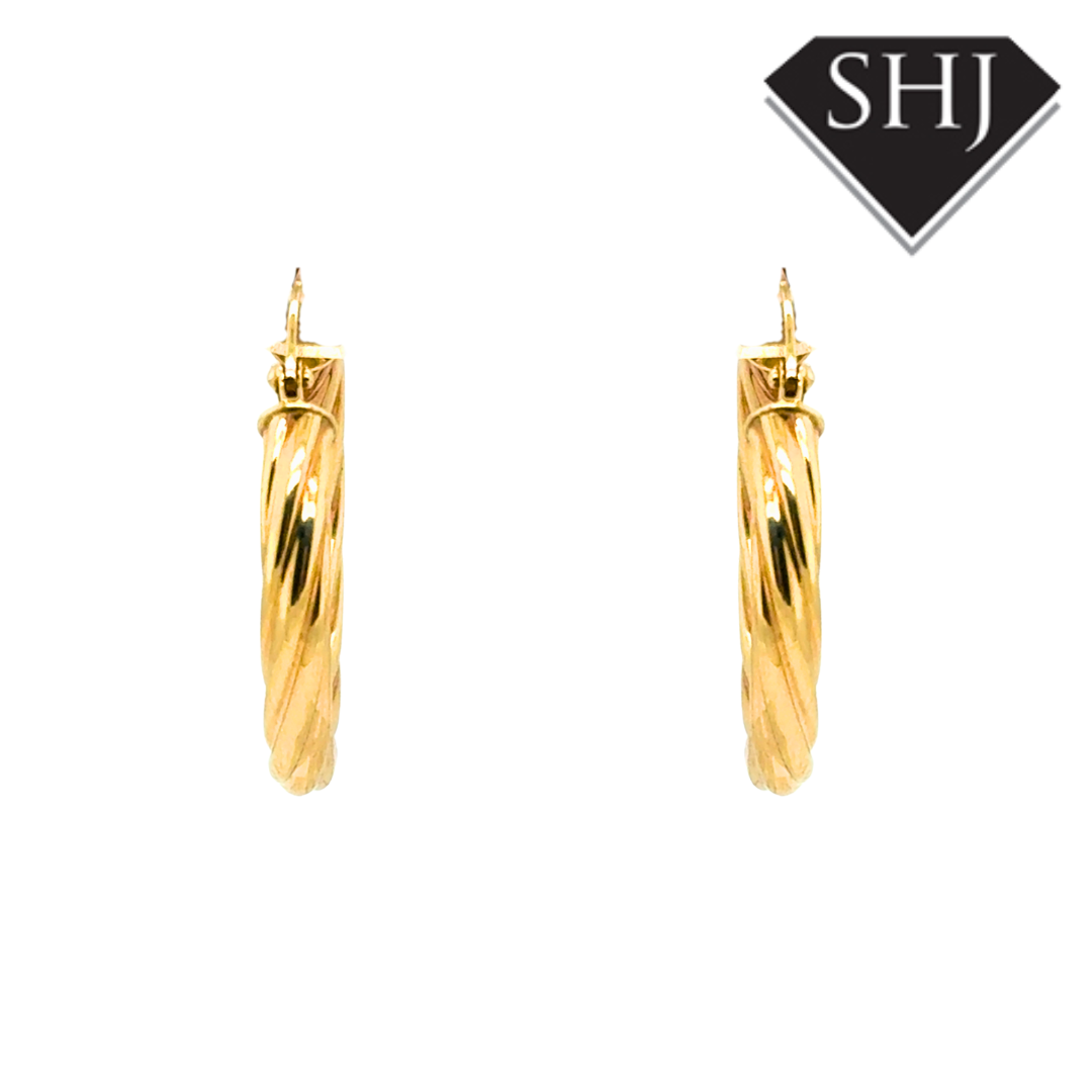 9ct Yellow Gold Twisted Hoops
