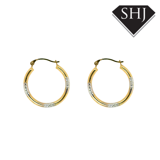 9ct Yellow & White Gold Hoops