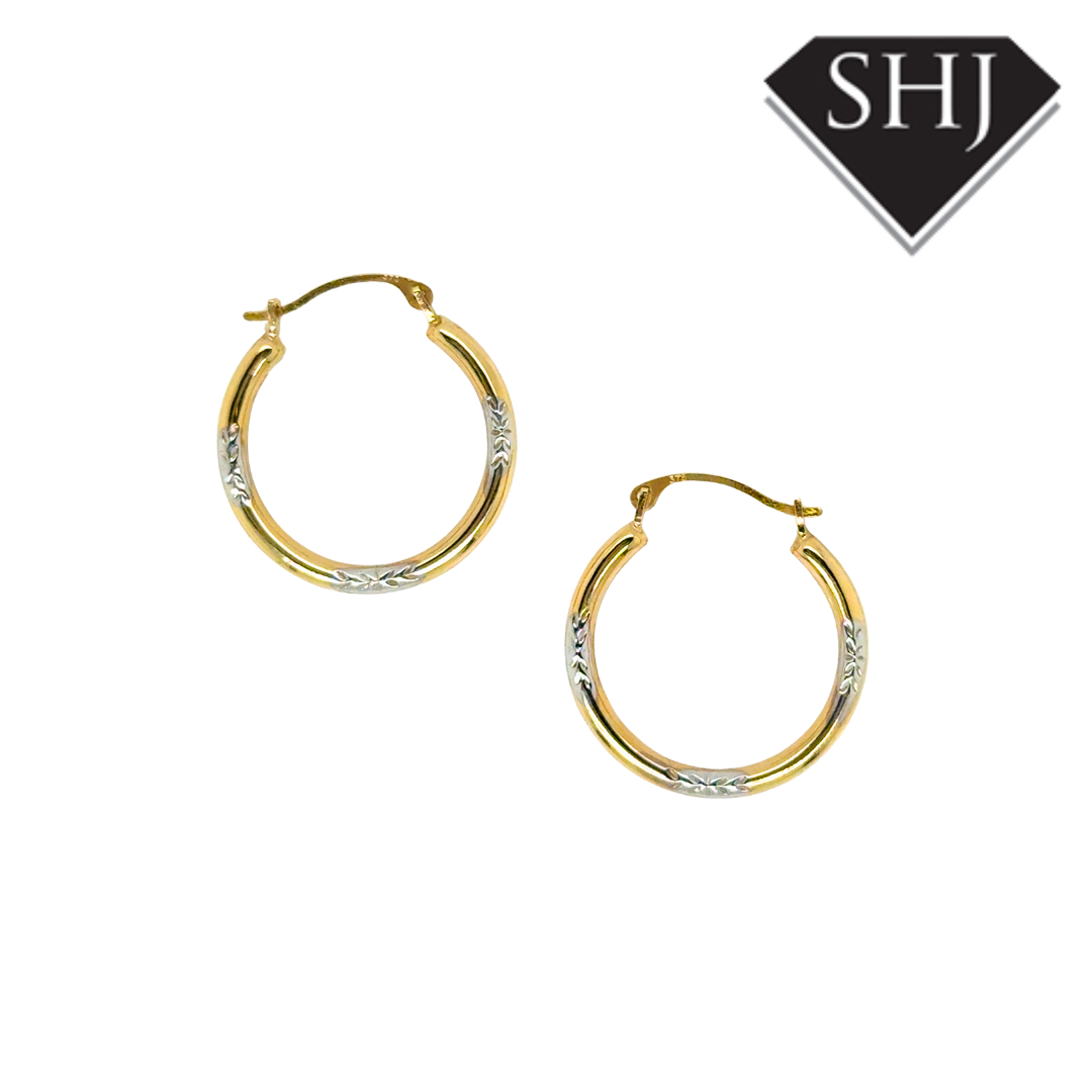 9ct Yellow & White Gold Hoops