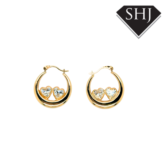 9ct Yellow Gold CZ Hoops