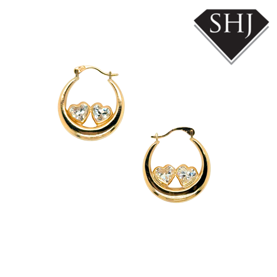 9ct Yellow Gold CZ Hoops