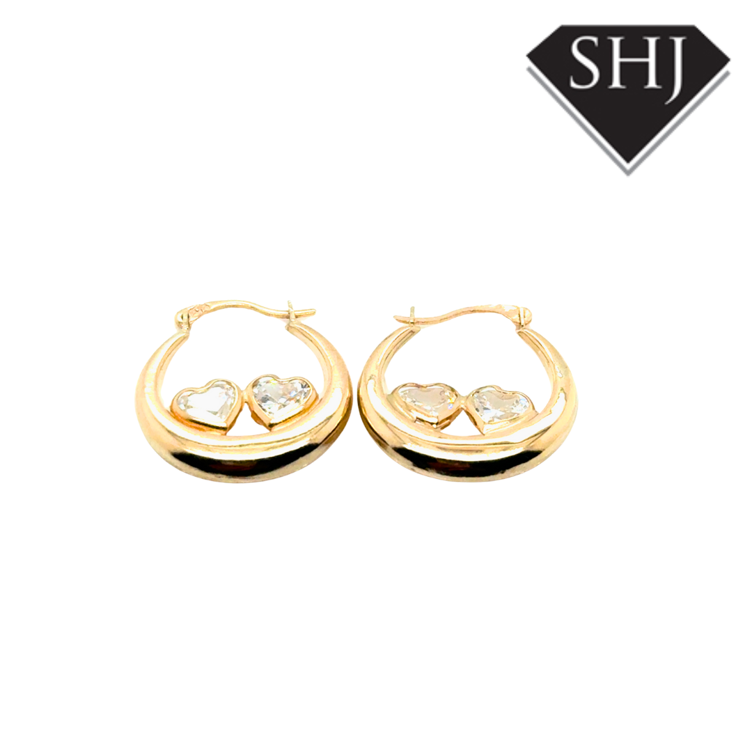 9ct Yellow Gold CZ Hoops