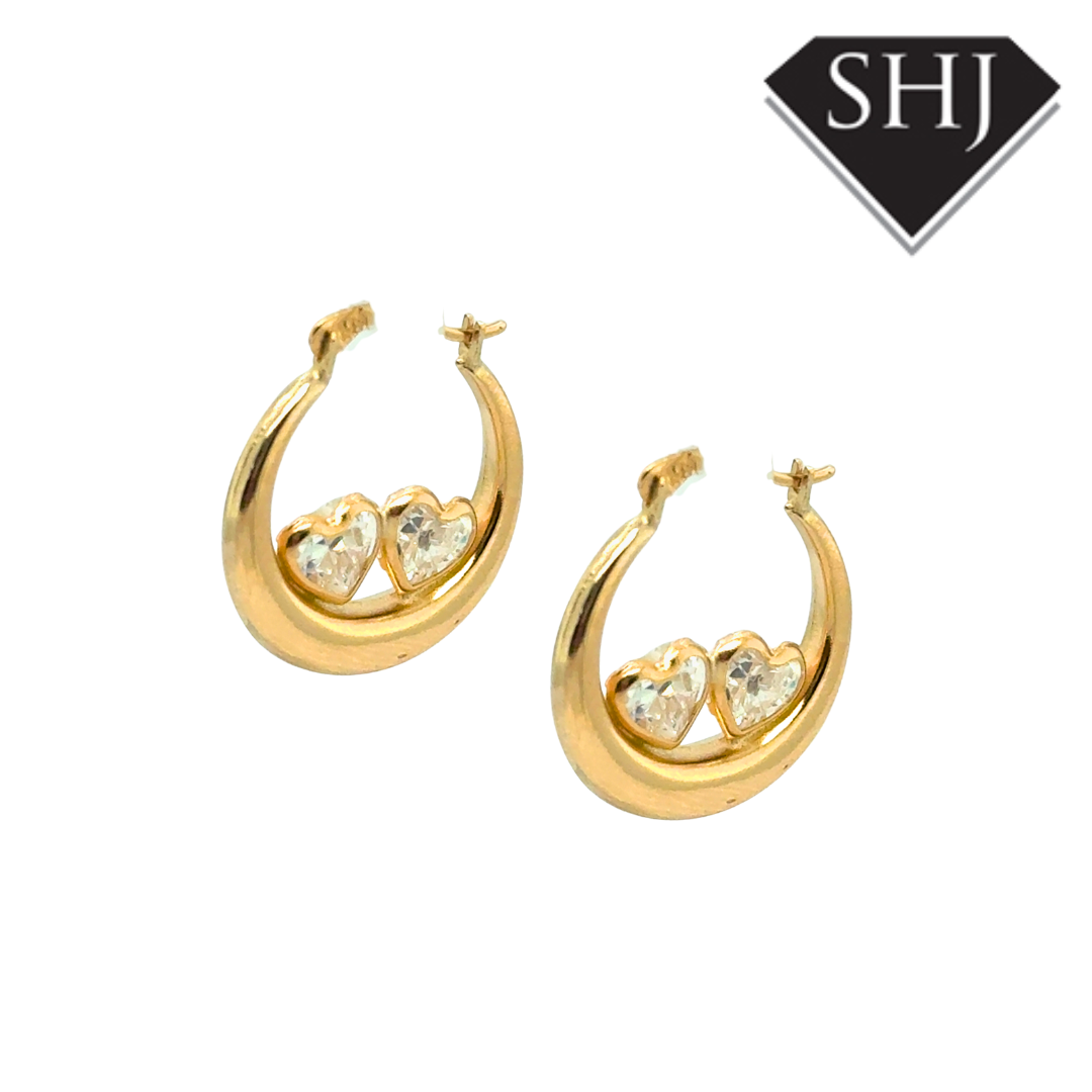 9ct Yellow Gold CZ Hoops