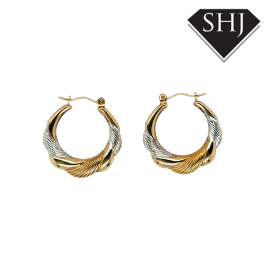 9ct White & Yellow Gold Hoops