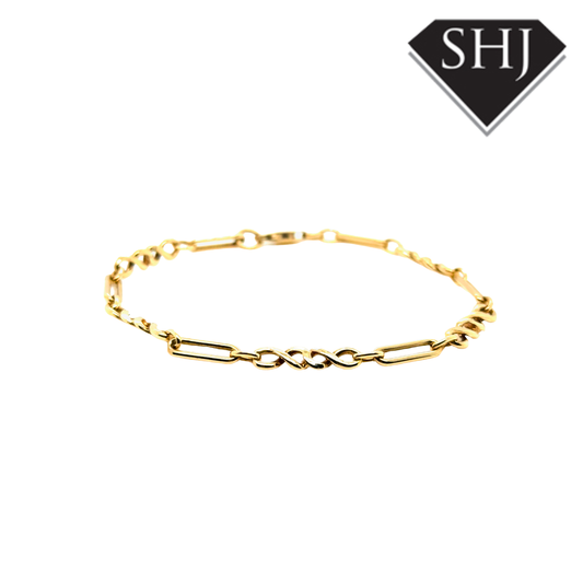 9ct Yellow Gold Figaro Chain Bracelet