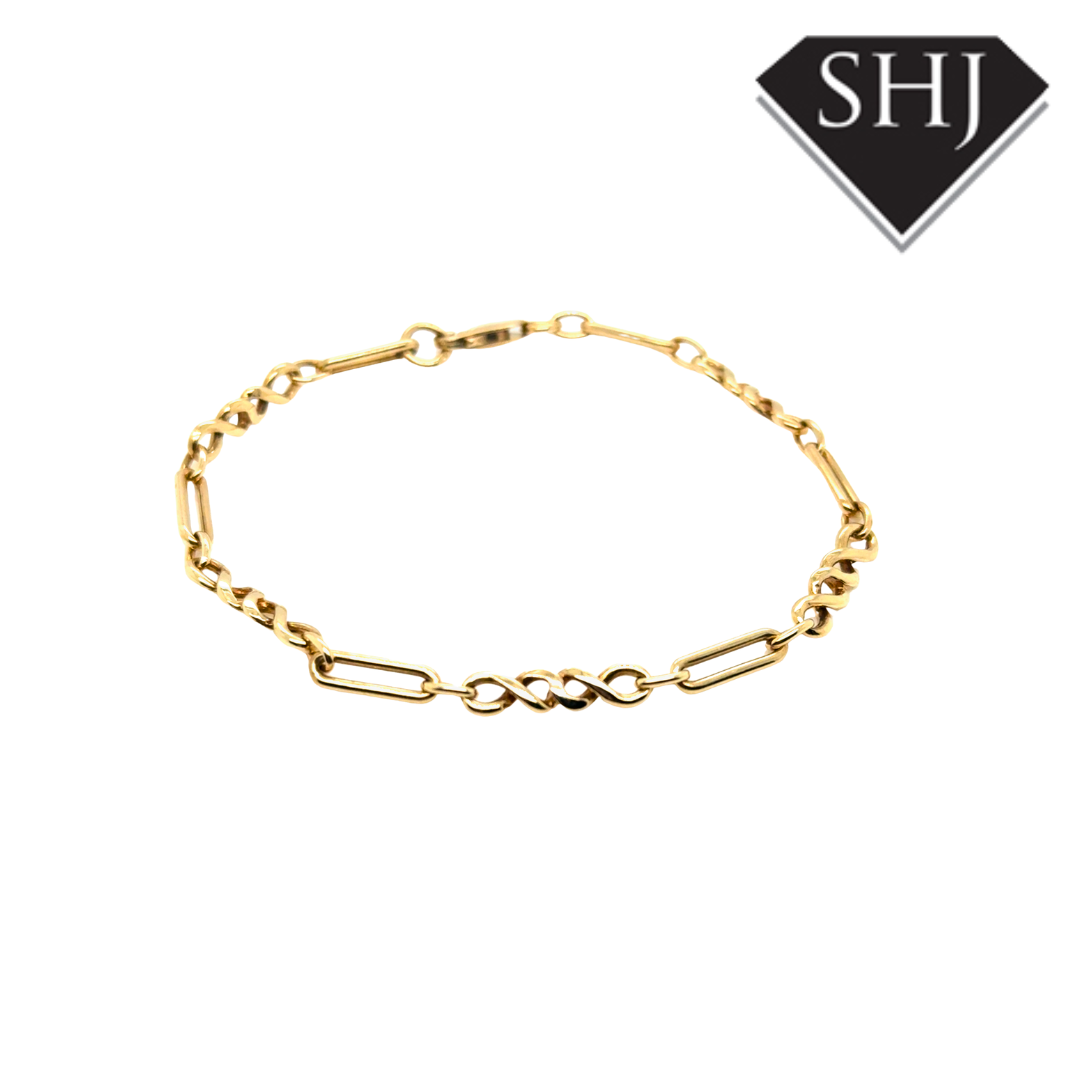 9ct Yellow Gold Figaro Chain Bracelet