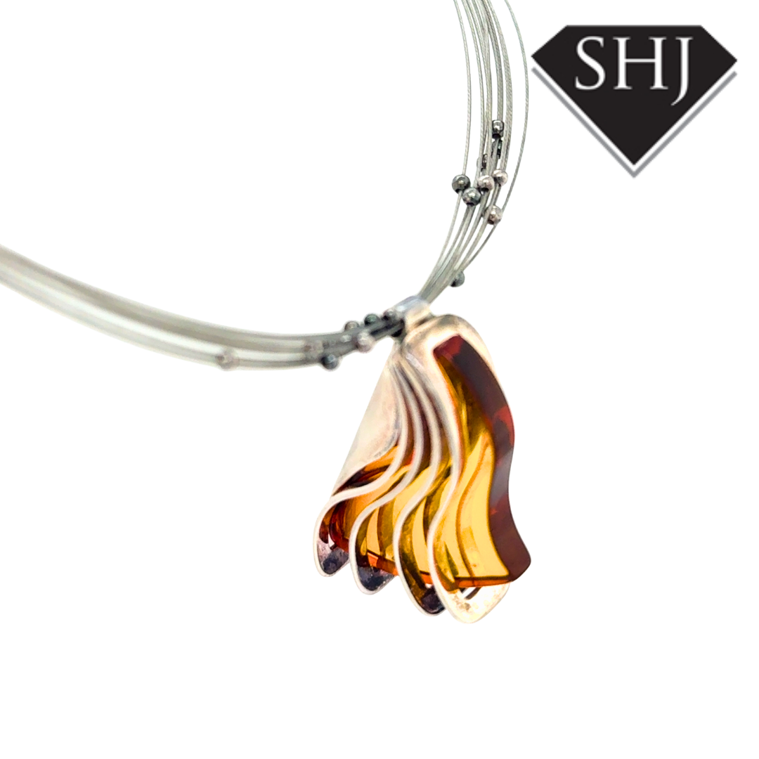 Silver Amber Necklace