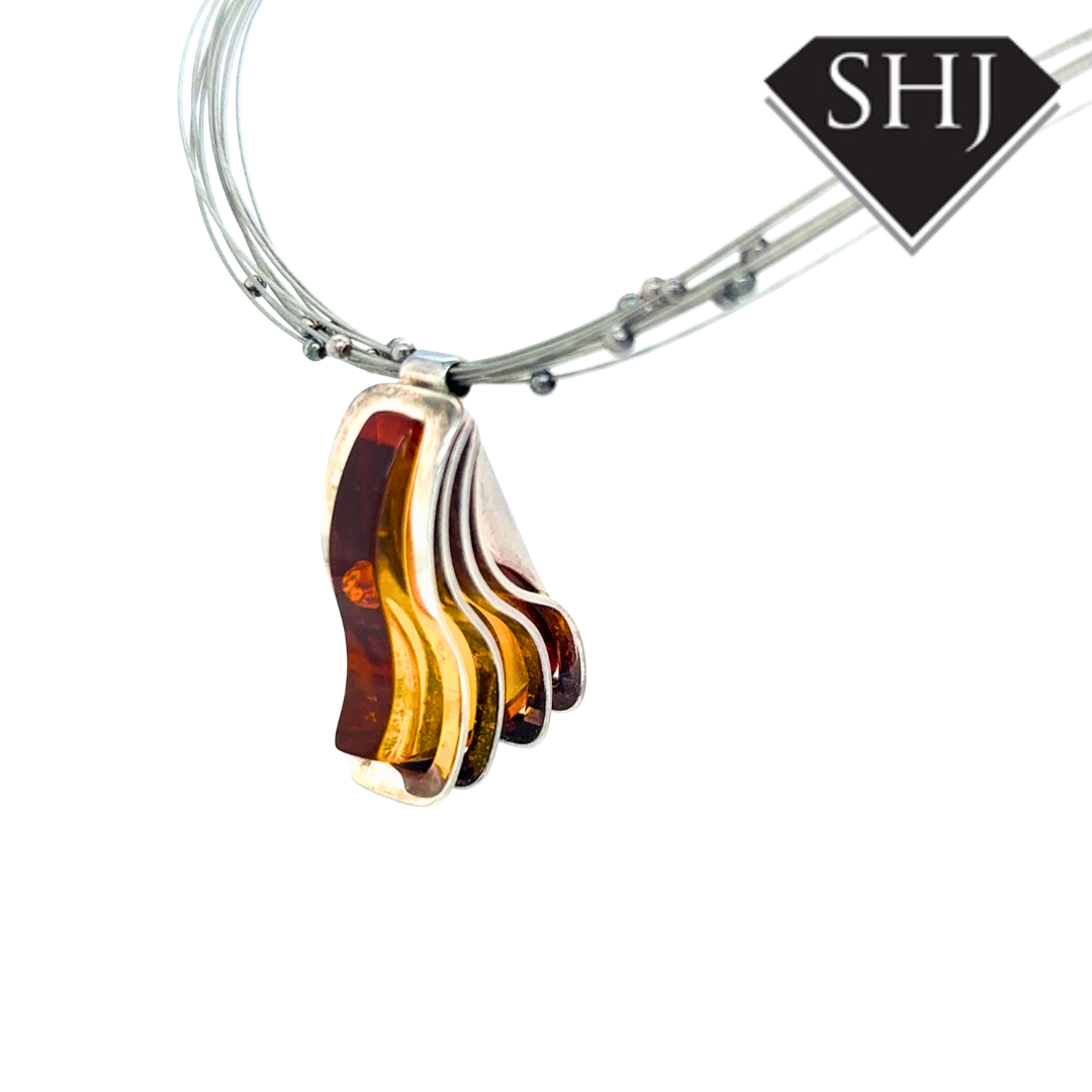 Silver Amber Necklace