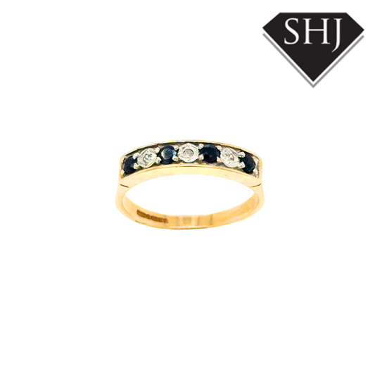 9ct Yellow Gold Sapphire & Diamond Ring