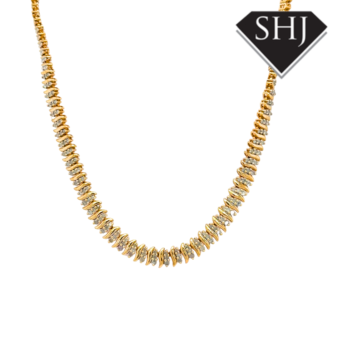 9ct Yellow Gold 2.00ct Diamond 26g 16" Necklace