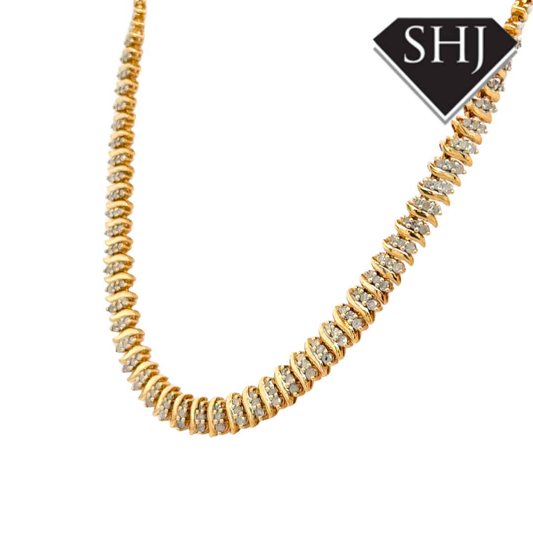 9ct Yellow Gold 2.00ct Diamond 26g 16" Necklace
