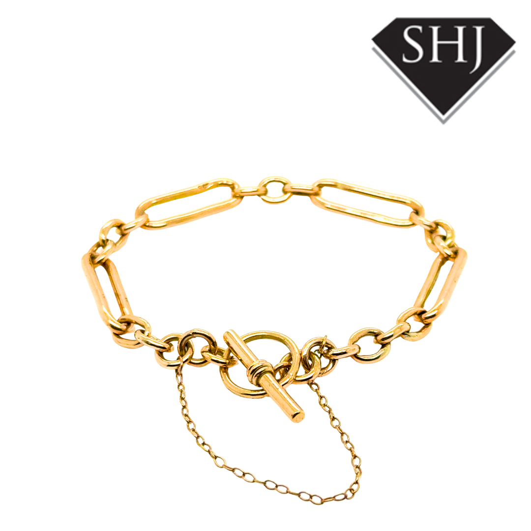 9ct Yellow Gold T Bar Link Bracelet