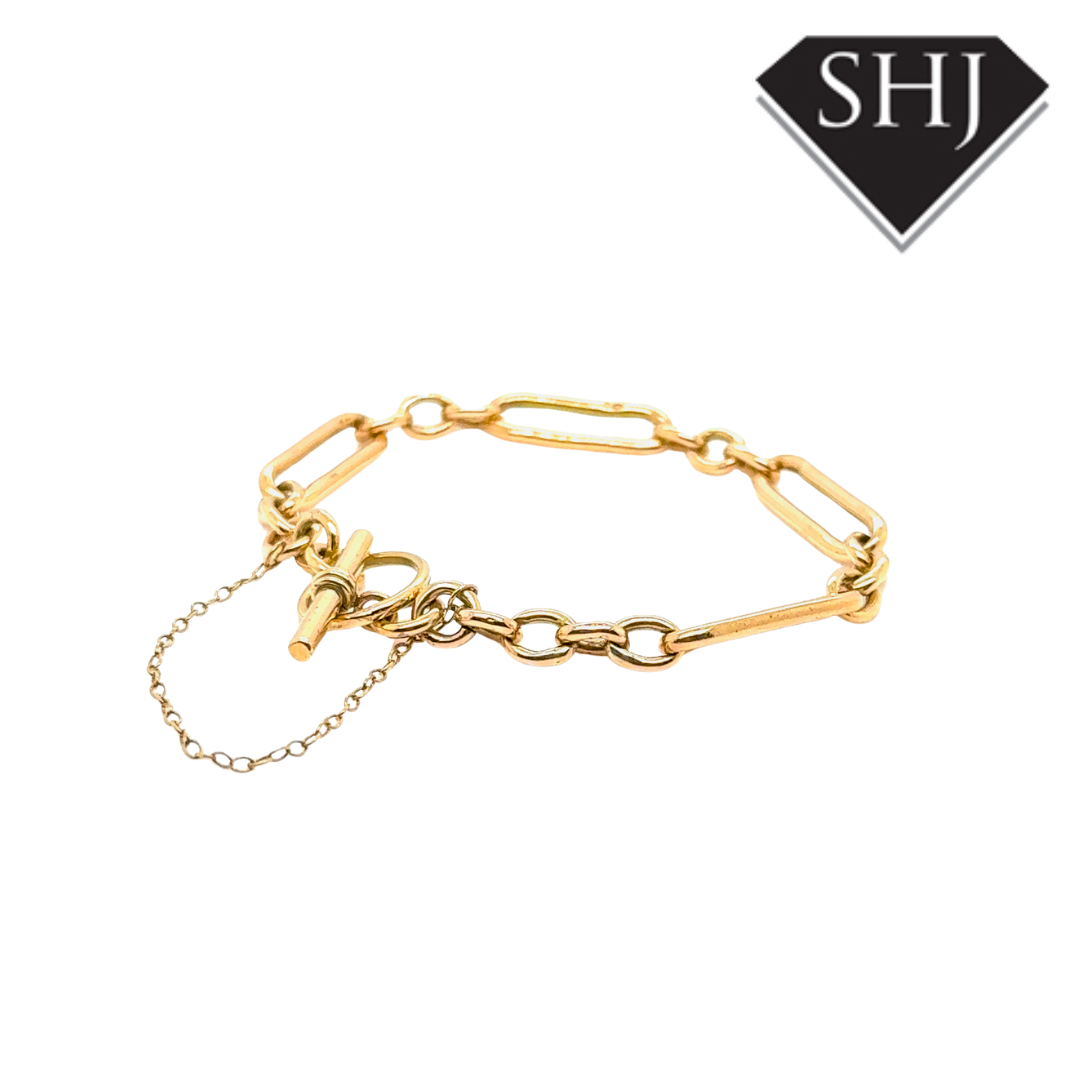 9ct Yellow Gold T Bar Link Bracelet