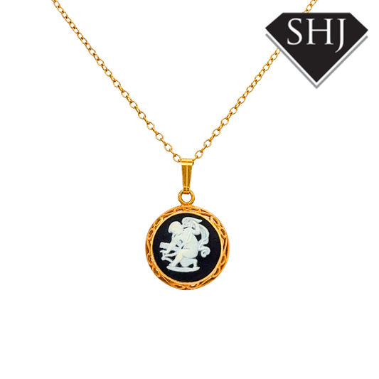9ct Yellow Gold Wedgewood Pendant & Chain