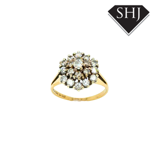 9ct Yellow Gold 0.50ct Diamond Cluster Ring