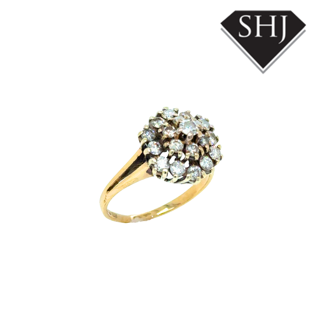 9ct Yellow Gold 0.50ct Diamond Cluster Ring