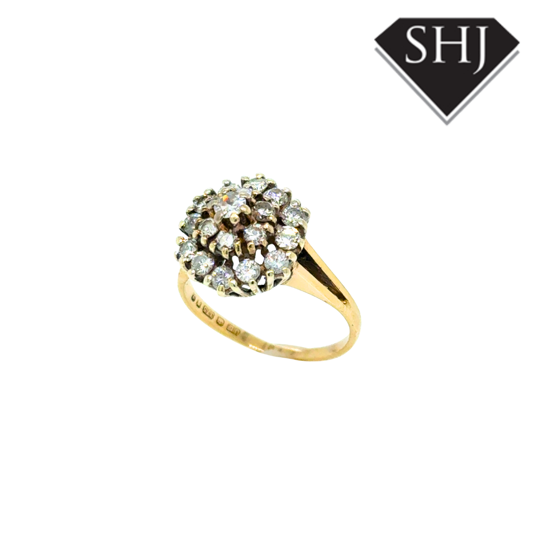 9ct Yellow Gold 0.50ct Diamond Cluster Ring