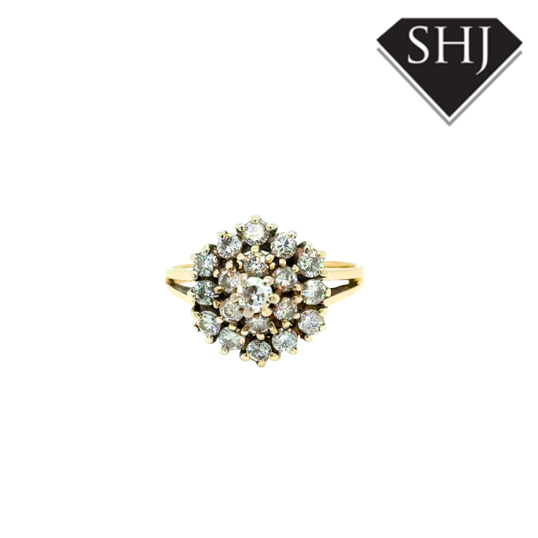 9ct Yellow Gold 0.50ct Diamond Cluster Ring