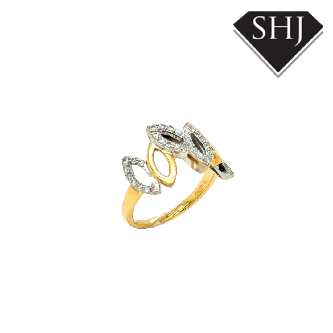 18ct Yellow & White Gold Diamond Cluster Ring