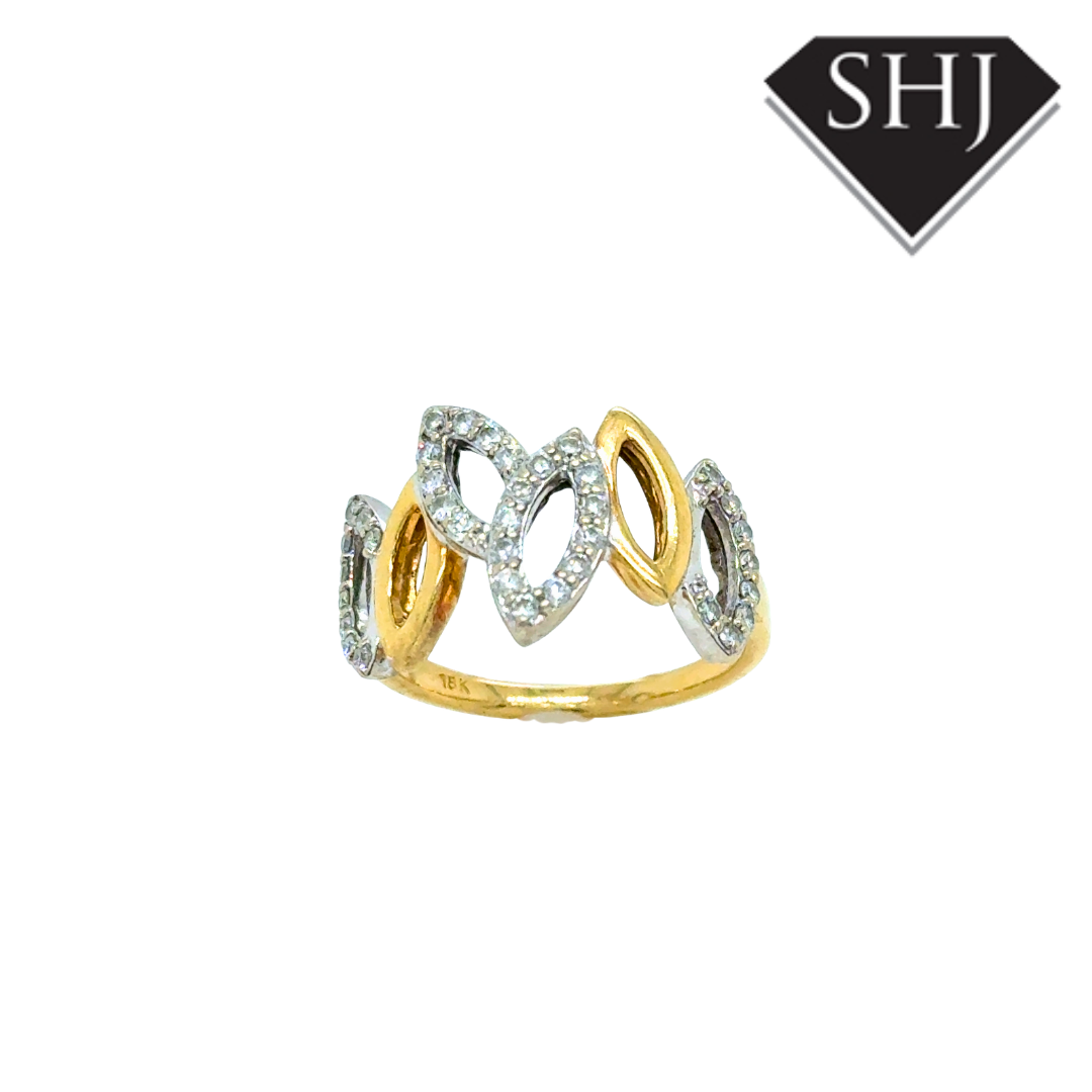 18ct Yellow & White Gold Diamond Cluster Ring