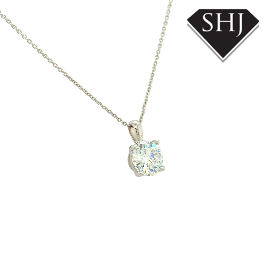 9ct White Gold Lab Grown 1.50ct Diamond Pendant