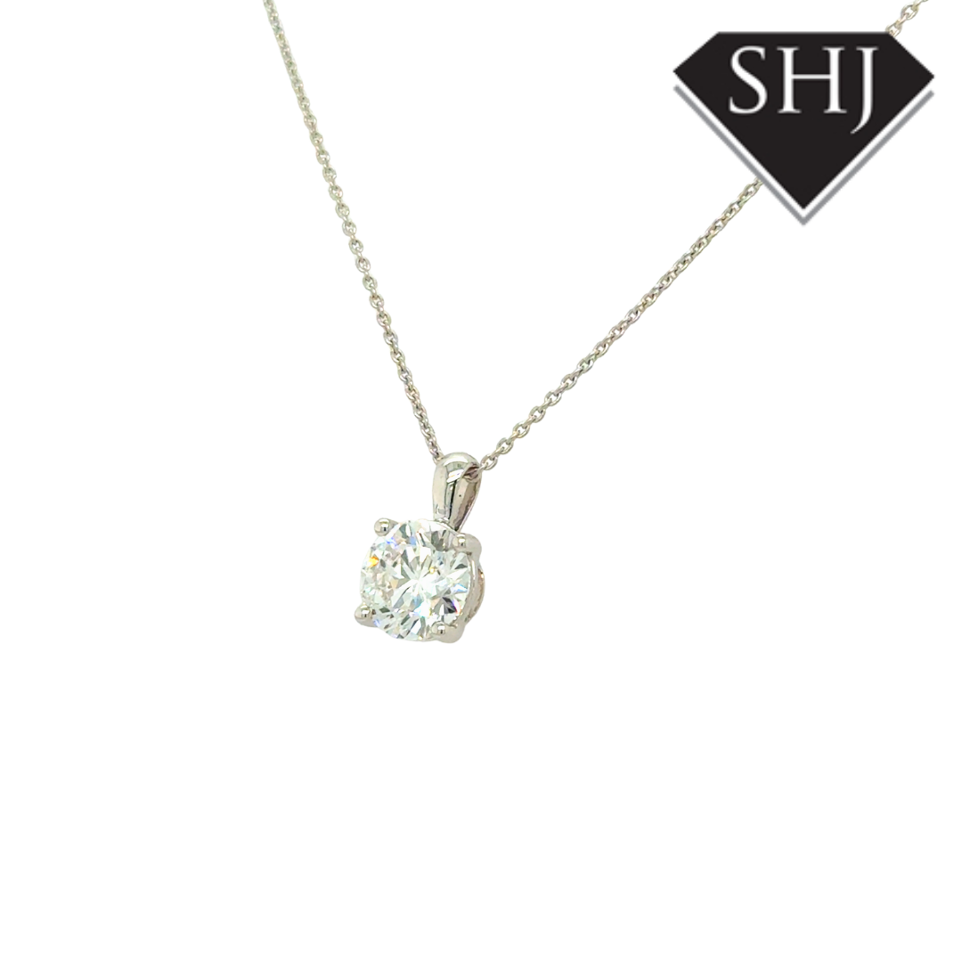 9ct White Gold Lab Grown 1.50ct Diamond Pendant