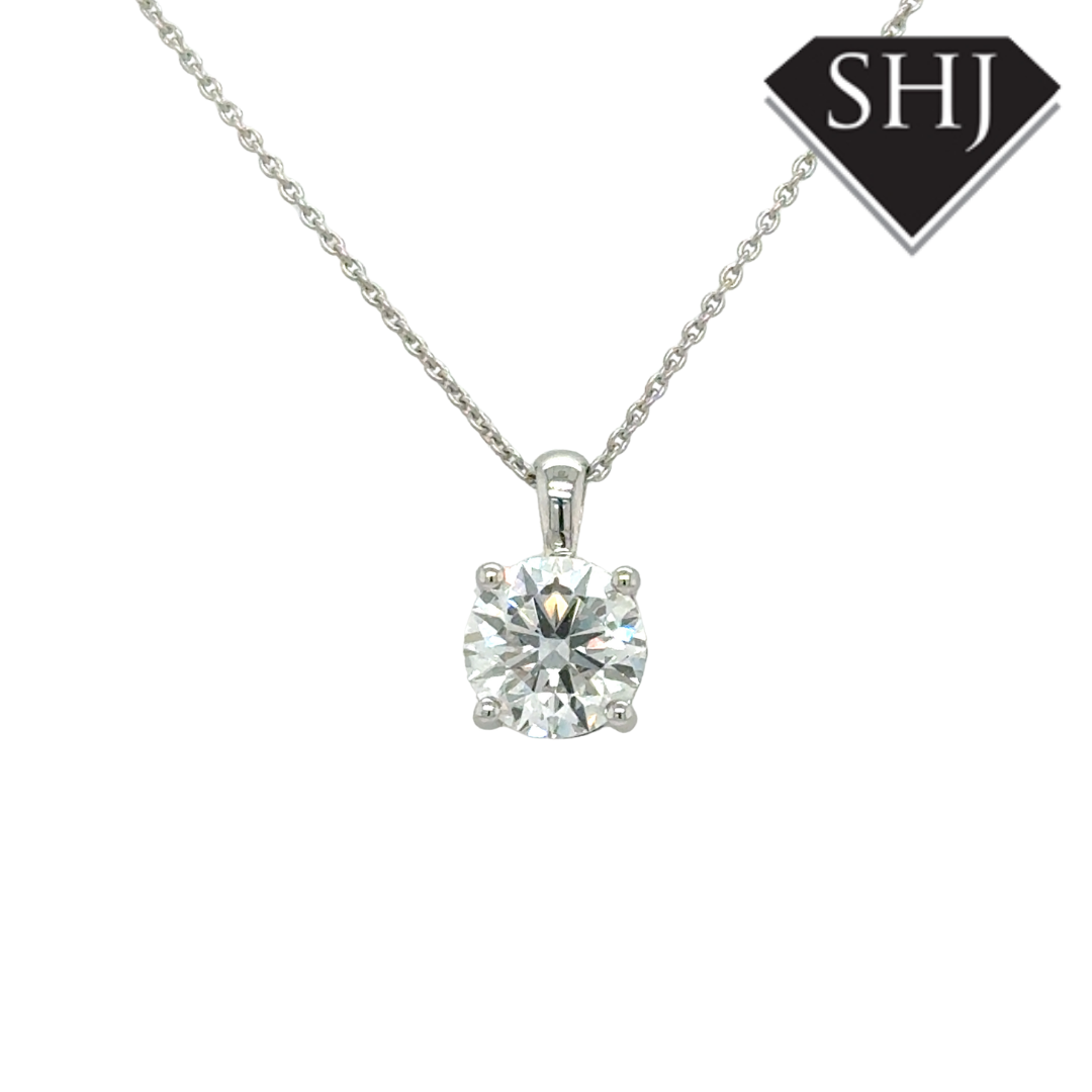 9ct White Gold Lab Grown 1.50ct Diamond Pendant