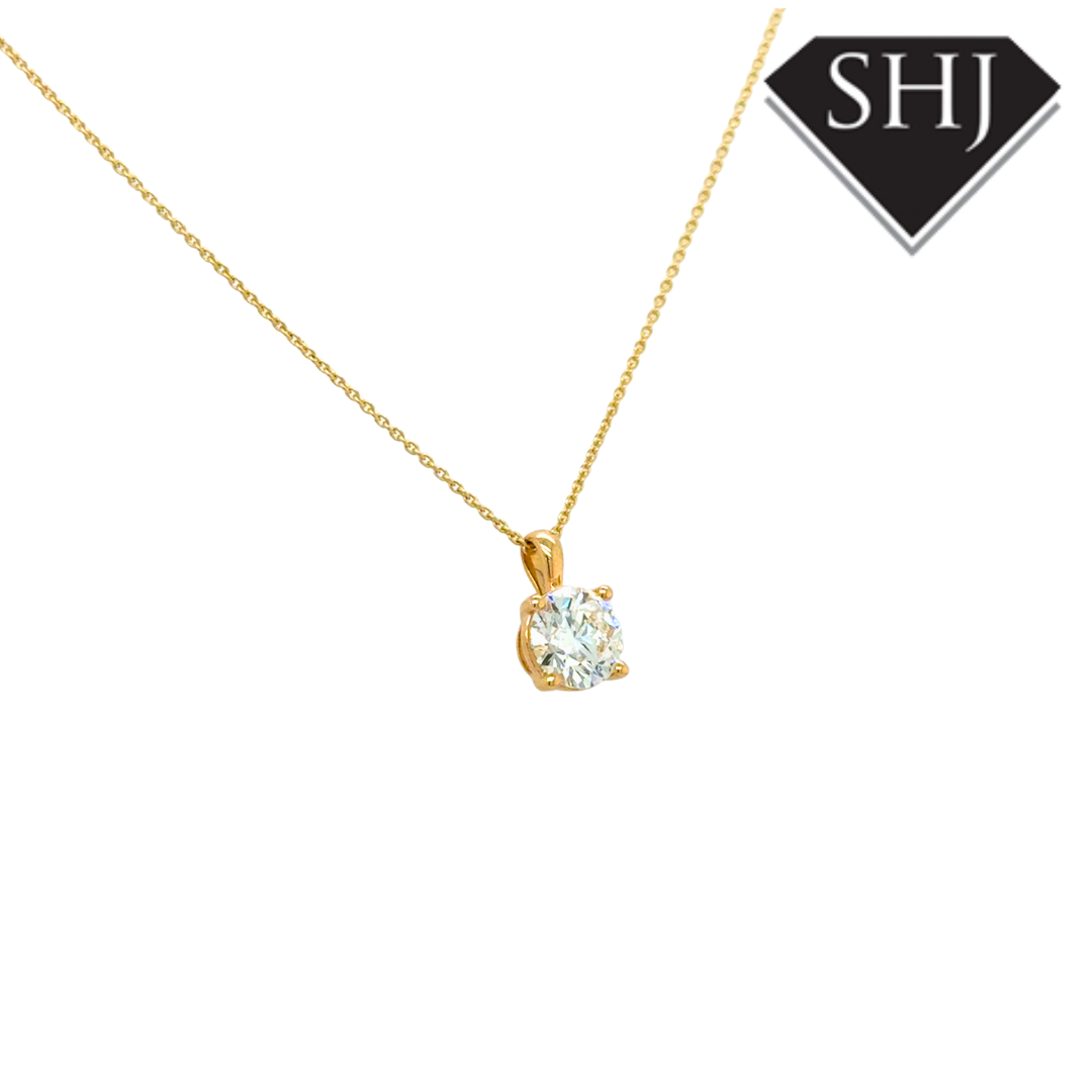 9ct Yellow Gold Lab Grown 1.50ct Diamond Pendant