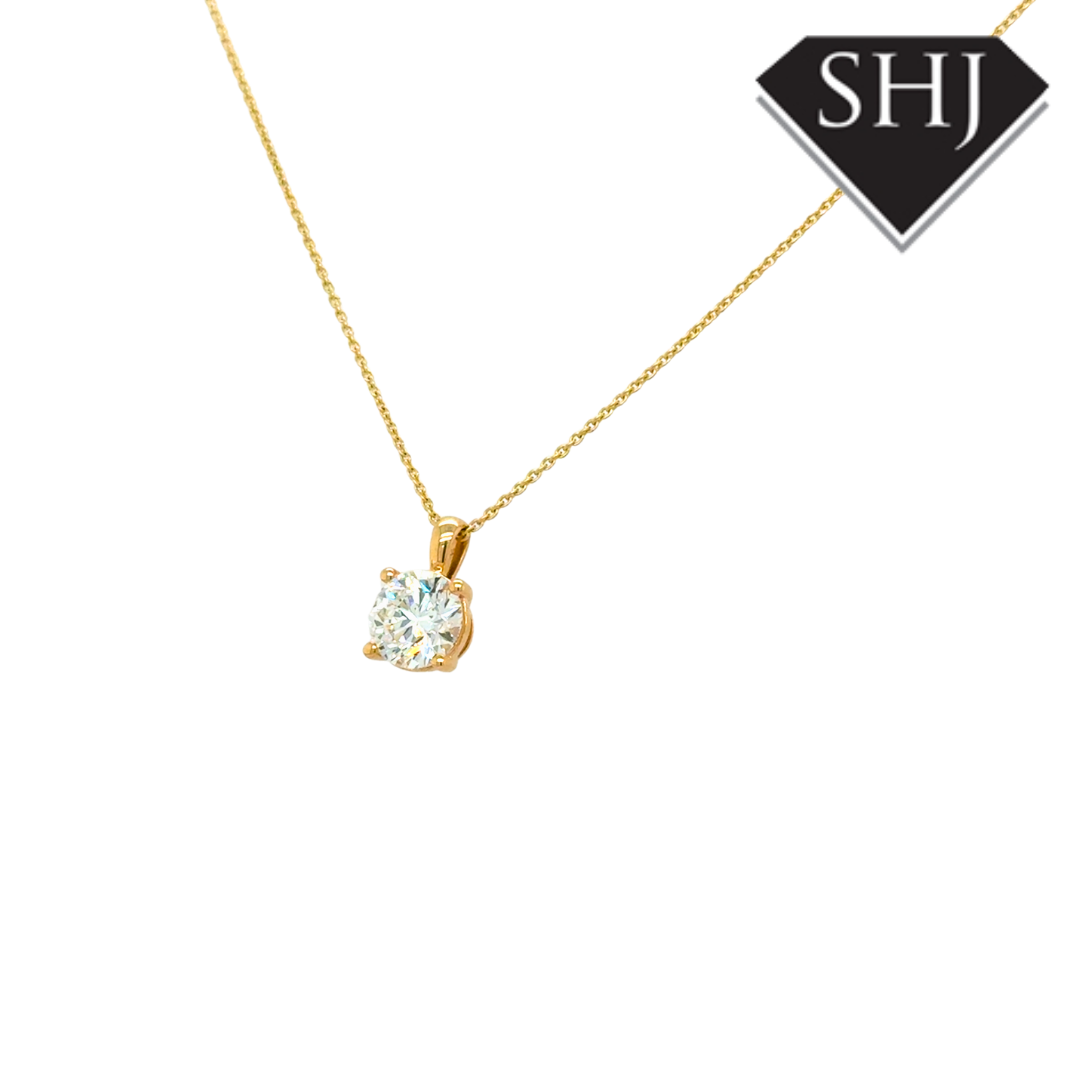 9ct Yellow Gold Lab Grown 1.50ct Diamond Pendant