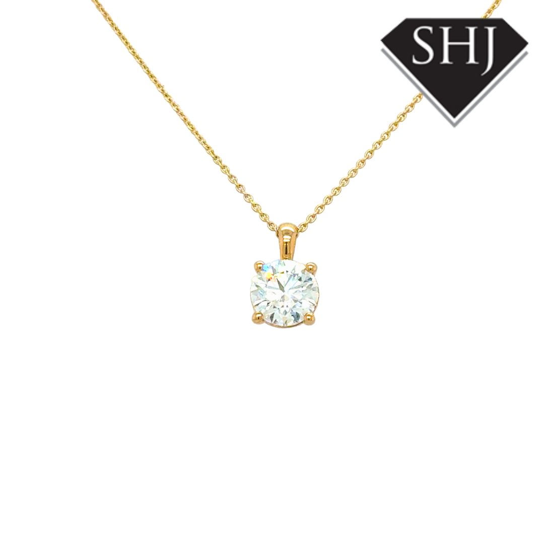 9ct Yellow Gold Lab Grown 1.50ct Diamond Pendant
