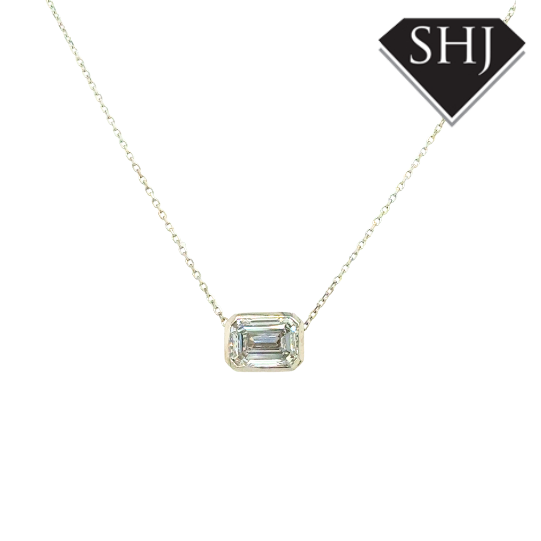 18ct White Gold Lab Grown Emerald 2.06ct Diamond Pendant
