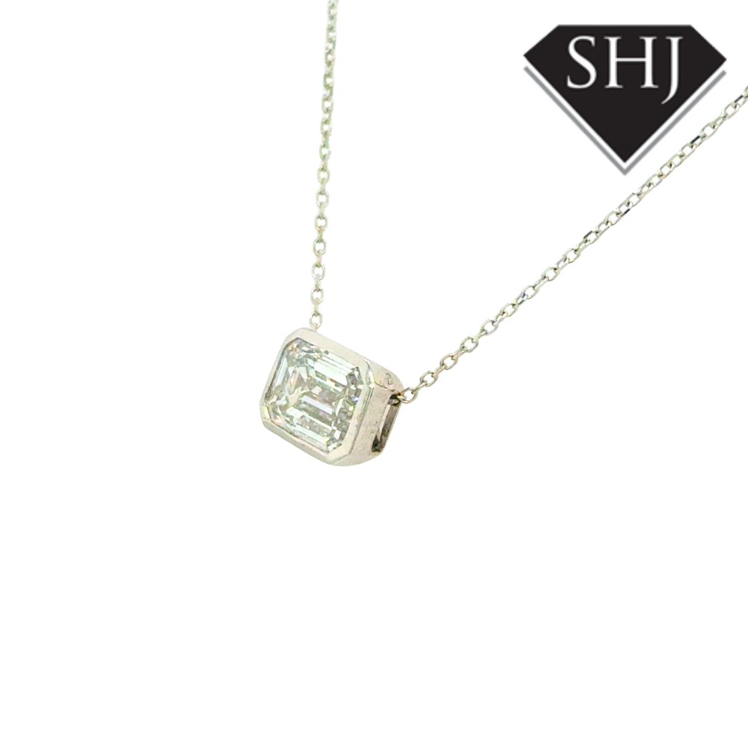 18ct White Gold Lab Grown Emerald 2.06ct Diamond Pendant