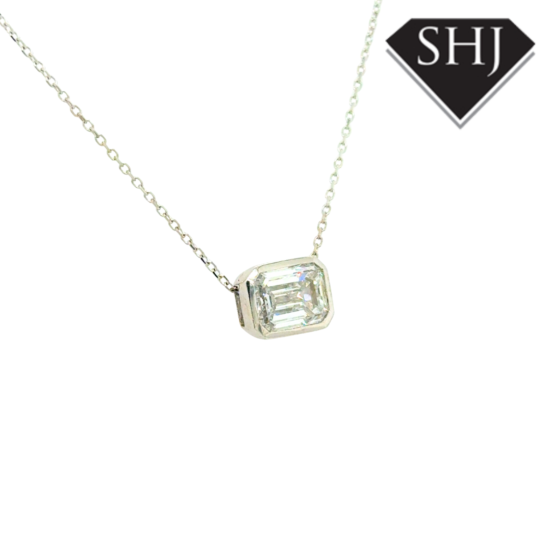 18ct White Gold Lab Grown Emerald 2.06ct Diamond Pendant