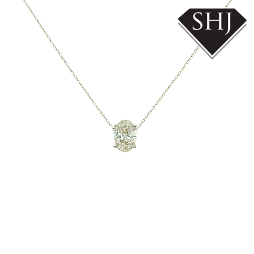 18ct White Gold Lab Grown Oval 2.04ct Diamond Pendant
